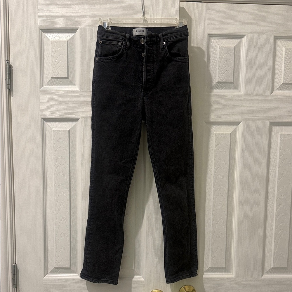 Agolde Riley Charcoal Black High-Rise Slim Jeans